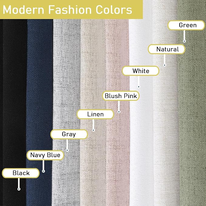 Navy Blue Valances for Windows, Light Filtering Faux Linen Textured Small Short - Image 8