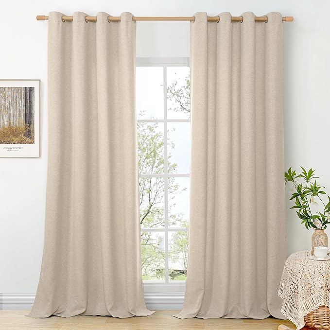 BGment 102 Inch Long Oatmeal Linen Curtains by BGment