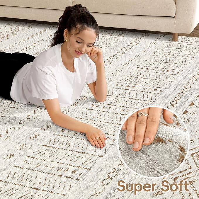 cotiled 7x9 Area Rug Living Room: Washable Boho Rugs - Image 4