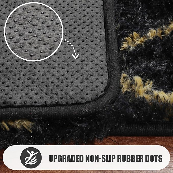 ONASAR 8x10 Area Rugs for Living Room, Fluffy Black and Gold Bedroom Rug - Image 7