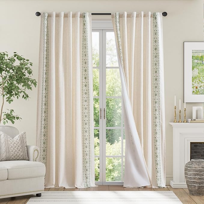 jinchan Weslie Boho Lined Linen Curtains - Image 3