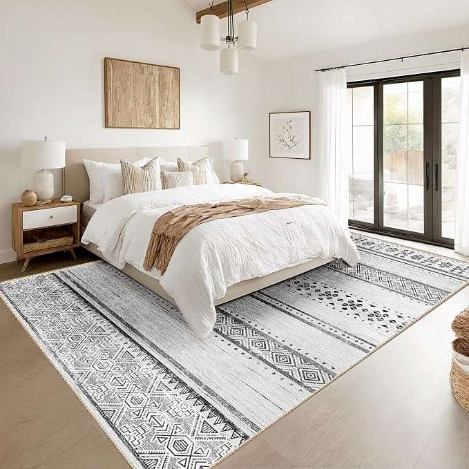 BESTSWEETIE 3x5 Area Rugs for Living Room Washable Moroccan Farmhouse Neutral - Image 9