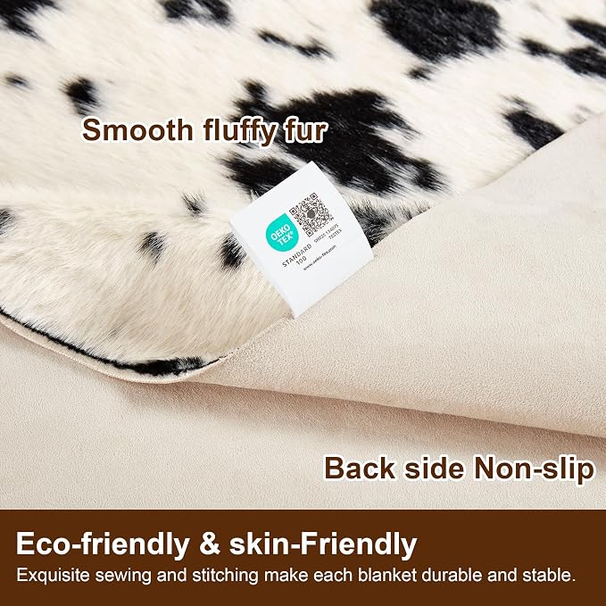JONIYEAR Large Durable Faux Cowhide Area Rug 4.9 x 6.56 Feet, Premium Cow Print - Image 5