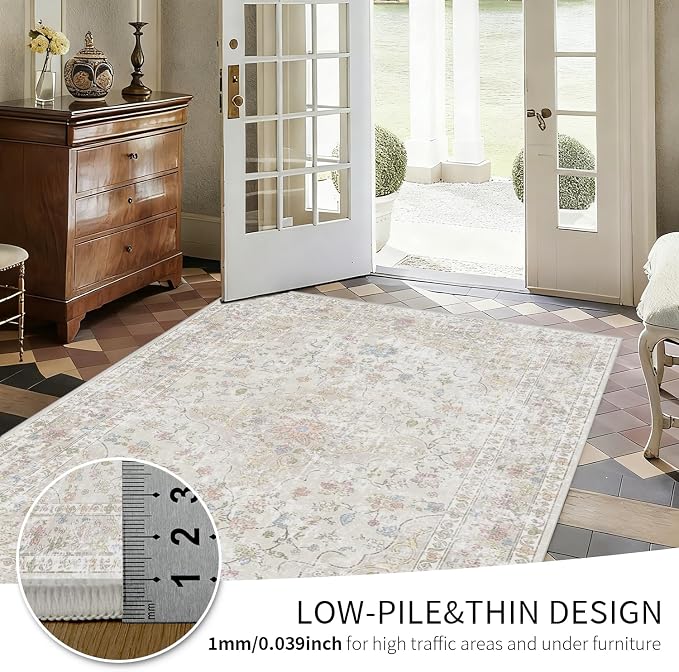 Area Rugs 6x9, Washable Beige Rugs - Image 8