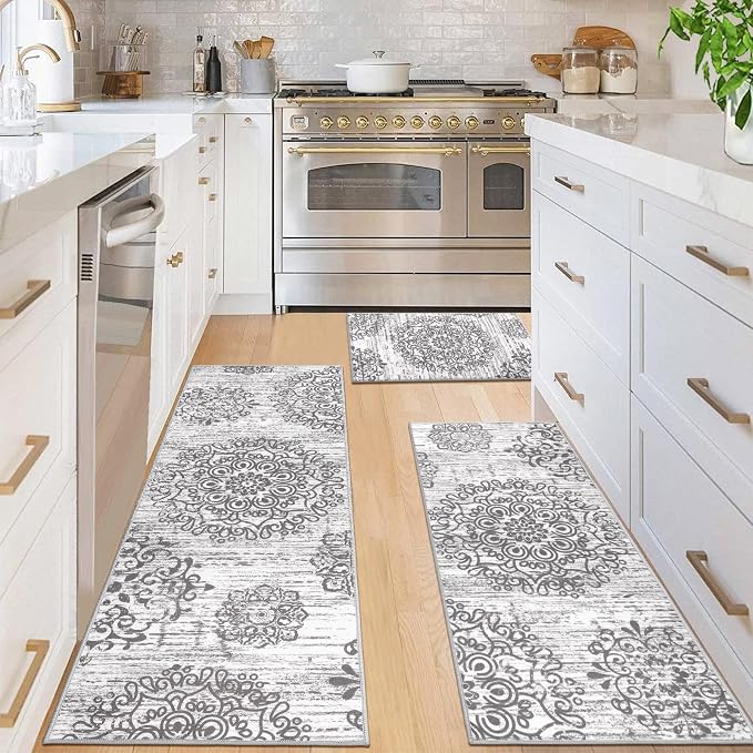 HEBE Farmhouse Kitchen Rugs Sets of 3 Non Slip Washable Boho Kitchen Rugs and - Image 7