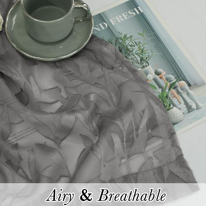 Lecloud Leia Charcoal Grey Sheer Curtains 78 Inches Long 2 Panels, Privacy Airy - Image 7