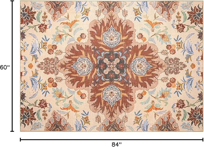 Phantoscope Washable Area Rug 5'x7' Non-Slip, Vintage Boho Rugs - Image 2
