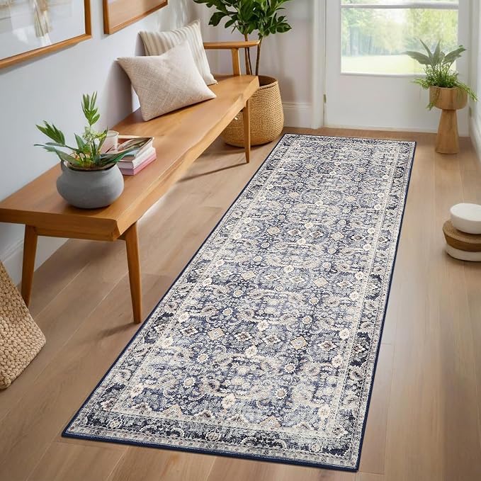 GarveeHome Runner Rug 2x6 Washable Vintage Floral Bathroom Rugs, Non Slip Low by GarveeHome