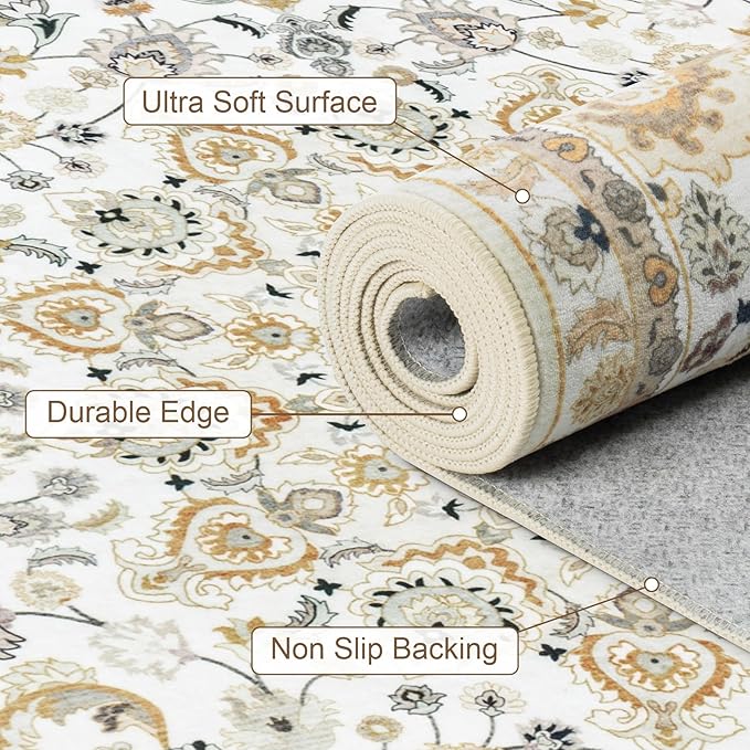 Area Rugs 10x14 Living Room Rug: Washable Rug Soft Vintage Boho Carpet Indoor - Image 7