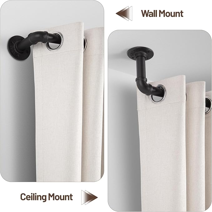Zeerobee Curtain Rods for Windows 72 to 144, 1 Inch Industrial Wrap Around - Image 5