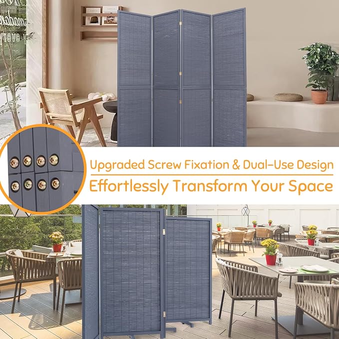 Bamboo Room Divider Folding Privacy Screens, Wall Divider - Image 7