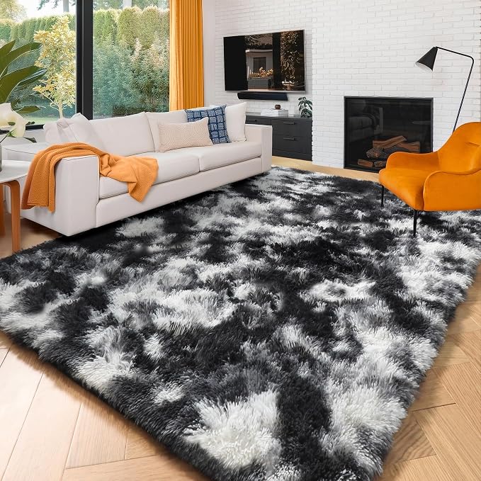 Amdrebio Black White Grey Area Rugs by Amdrebio