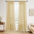 Nanspring Cream Yellow Linen Curtains 102 Inches Long by Nanspring