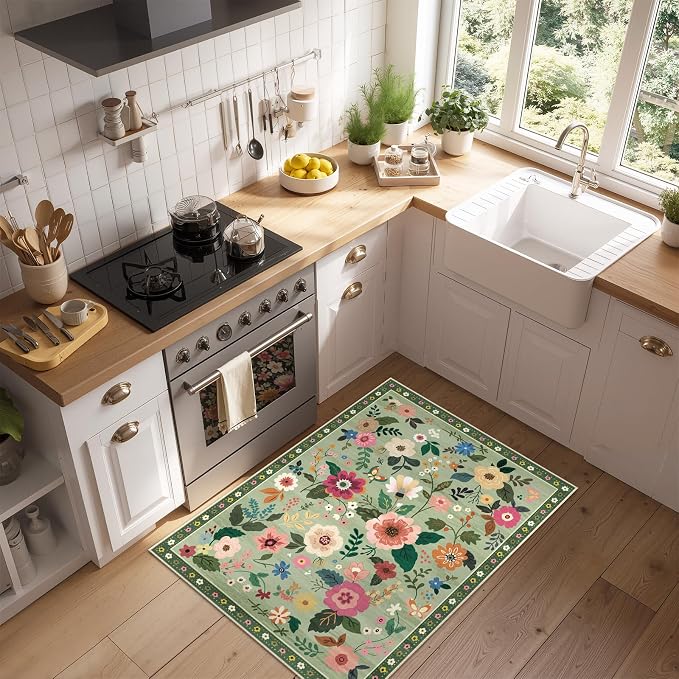 RELEANY Floral Nursery 2x3 Area Rugs Washable Print Boho Cute Carpet Non Slip - Image 6