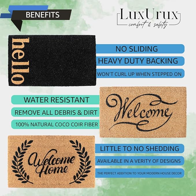 LuxUrux Welcome Mats Outdoor Coco Coir Doormat, - Image 4