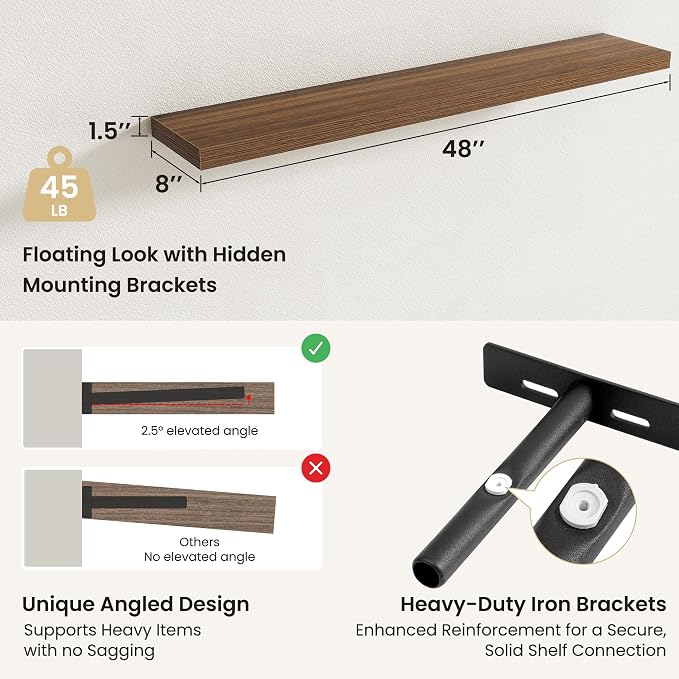 Fun Memories Rustic Wood Floating Shelves - Image 3