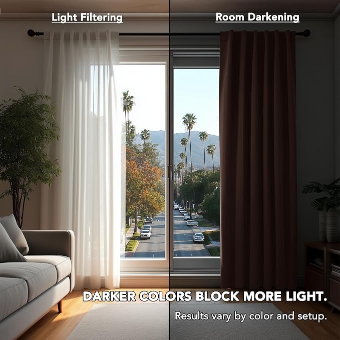 Deconovo Blackout Curtains, Thermal Insulated, W52 x L72 2 Panels, Back Tab - Image 3