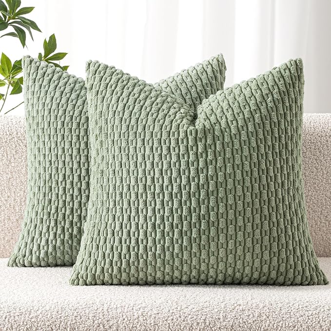 MIULEE Pack of 2 Decorative Throw Pillow Covers 18x18 Inch Soft Boho Striped by MIULEE