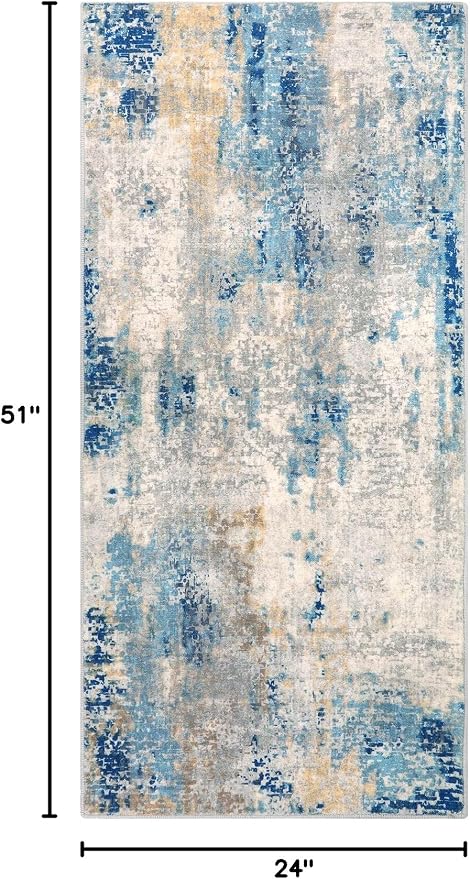 Lahome Modern Abstract Laundry Rug Runner, 2x4.3 Washable Throw Carpet Runner - Image 2