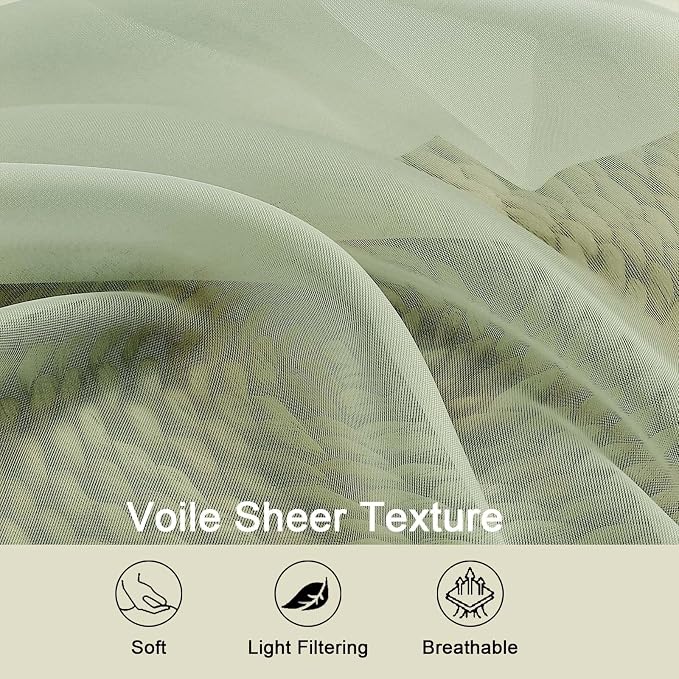 Light Green Valances for Windows, Light Green Sheer Curtains 14 Inch Length 2 - Image 5