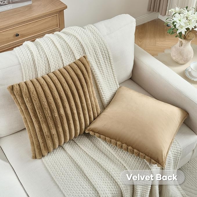 FUTEI Camel Decorative Throw Pillow Covers Set of 2, 16x16 Inch Soft Fluffy - Image 4