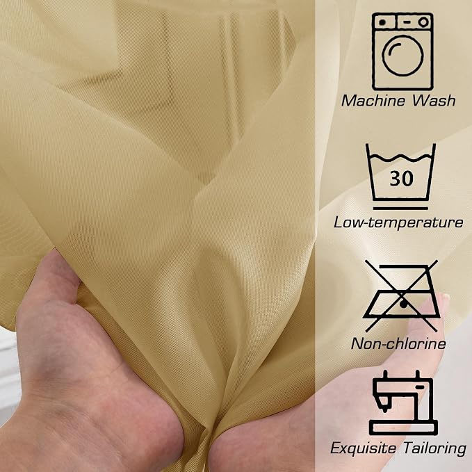 Simplebrand Gold Sheer Curtains 72 Inches Long 2 Panels - Image 7