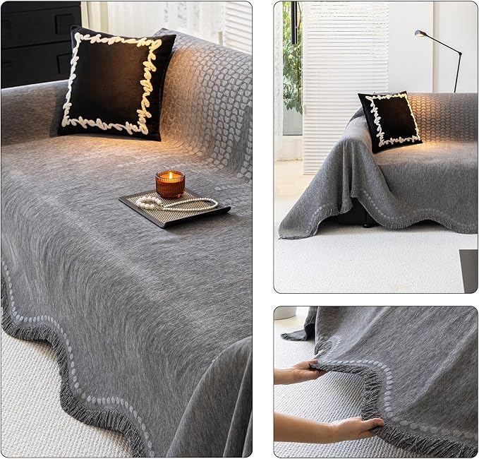 ROOMLIFE Gray Couch Cover Boho Sofa Covers - Image 4