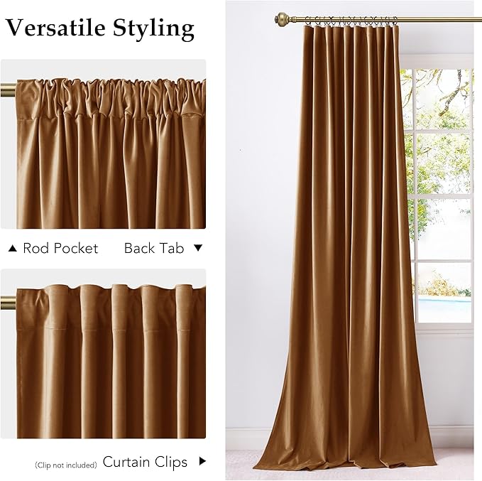 NICETOWN Bronze Velvet Curtains 84 inch Length - Image 4