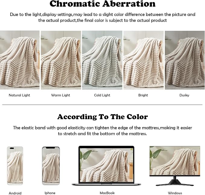 NEWCOSPLAY Super Soft Twin Blanket Linen Premium Silky Flannel Fleece 3D Ribbed - Image 6