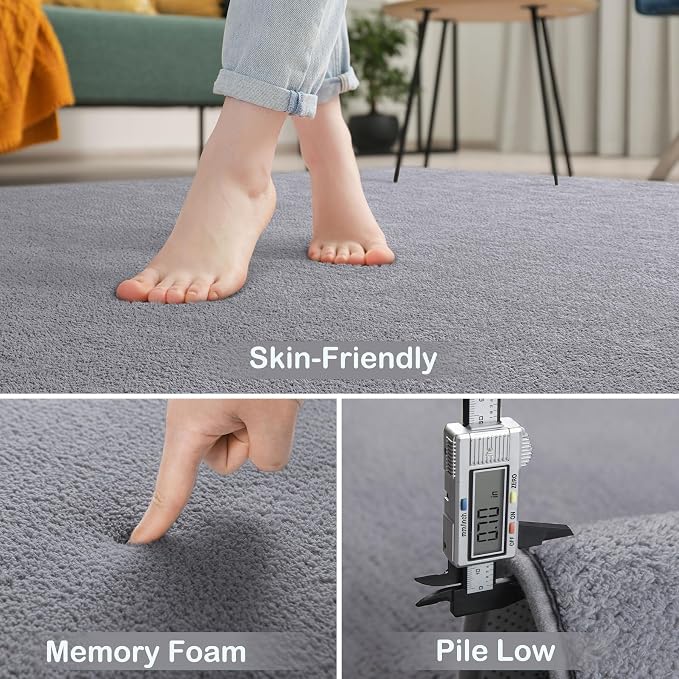 Keeko 2x3 Grey Area Rugs for Bedroom Living Room, Soft Modern Indoor Throw Rugs - Image 3