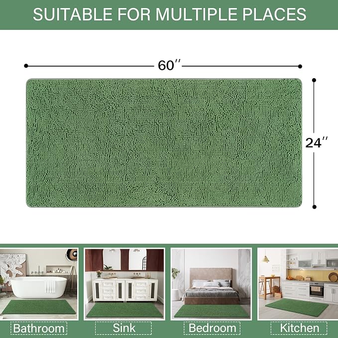 LOCHAS Luxury Bathroom Rug Shaggy Bath Mat 24 x 60 Inch, Washable Non Slip Bath - Image 2
