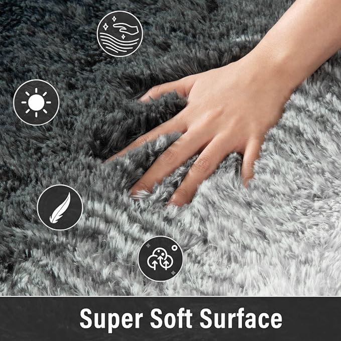 Meralax Area Rugs for Living Room Bedroom, Gradient Black 5x8 Feet Soft Fluffy - Image 5