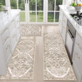 HEBE Farmhouse Kitchen Rugs Sets of 3 Non Slip Washable Boho Kitchen Rugs and by HEBE