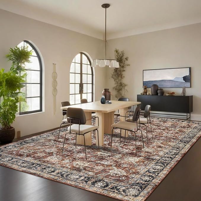 GarveeHome Area Rug 8x10 Washable Living Room Rug Non Slip Distressed Floor - Image 3