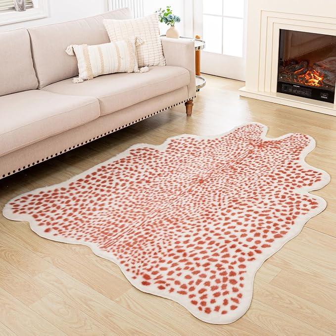 Huichenxing2021FURSTORE Leopard Rug Cheetah Print Rug Large Faux Cowhide Skin by Huichenxing2021FURSTORE
