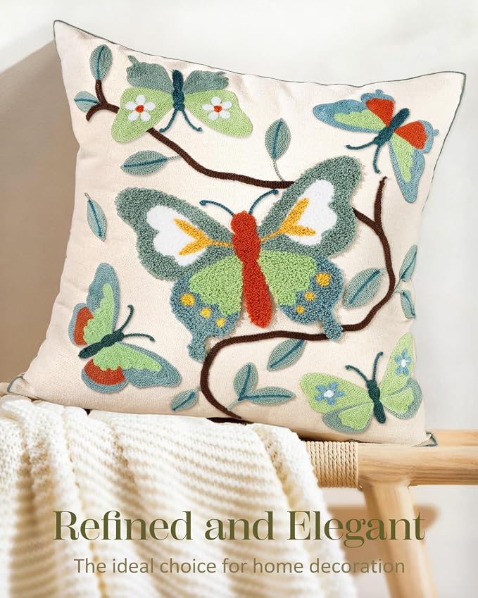 Embroidered Throw Pillow Cover 18x18 Inch - Image 5
