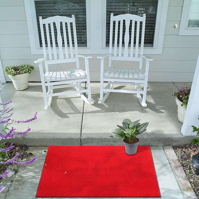 AAZZKANG Red Door Mat Set of 2 Non Slip Durable Multi-Purpose Outdoor Indoor - Image 4