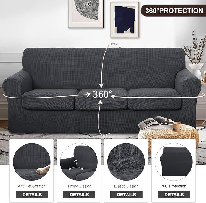 U-NICE HOME 4 Pieces Stretch Couch Cover Sofa Cover Washable Sofa Slipcover - Image 4