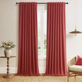 Guken Red 100% Blackout Linen Curtains 120 Inch Length 2 Panels Set by Guken