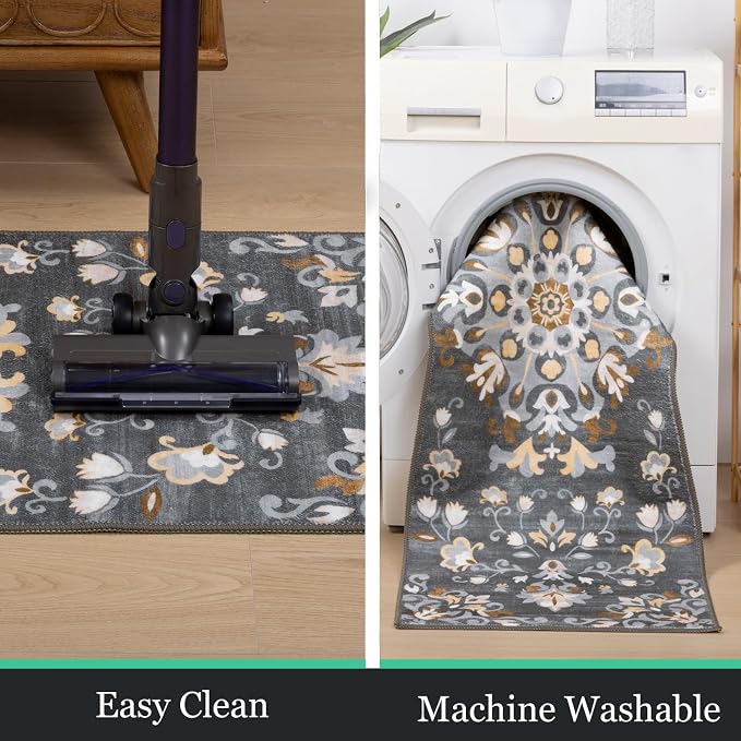 HEBE Washable Kitchen Rugs Sets of 3, Non Slip Absorbent Kitchen Rugs and Mats - Image 5