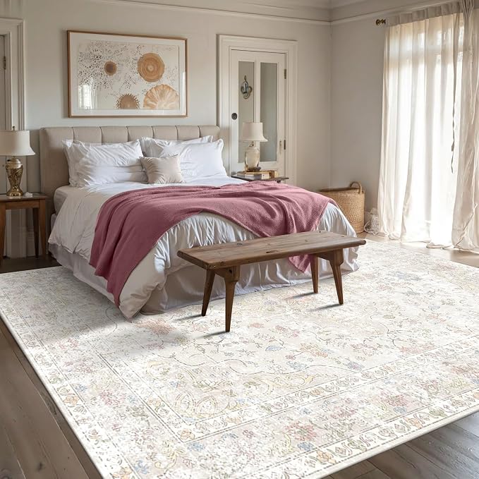 Area Rugs 6x9, Washable Beige Rugs - Image 3