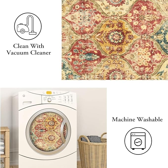 Lahome Moroccan Trellis Washable Round Area Rug, Soft Round Rugs 6ft Ultra-Thin - Image 4