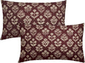 Burgundy Pillow Covers 12x20 Inch Set of 2, Cream Floral Block Print Pattern by Sivirary