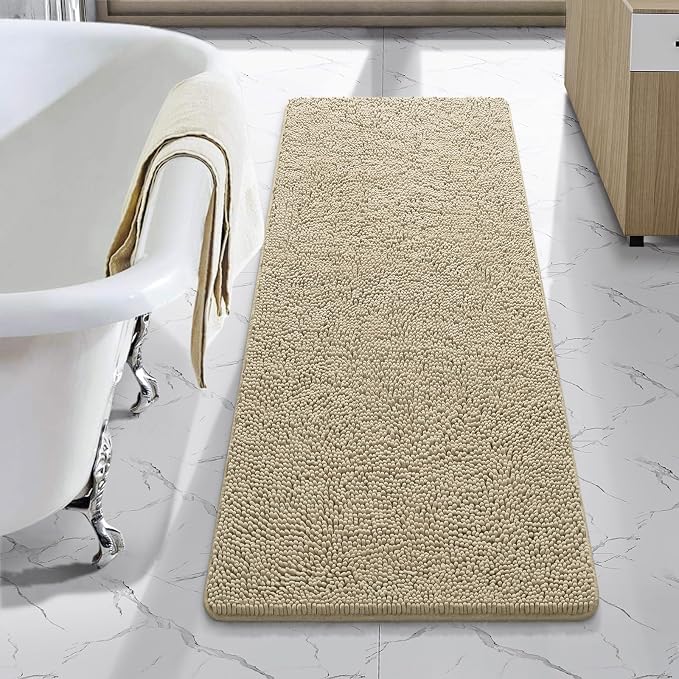 LOCHAS Luxury Bathroom Rug Shaggy Bath Mat 48 x 17 Inch, Washable Non Slip Bath by LOCHAS