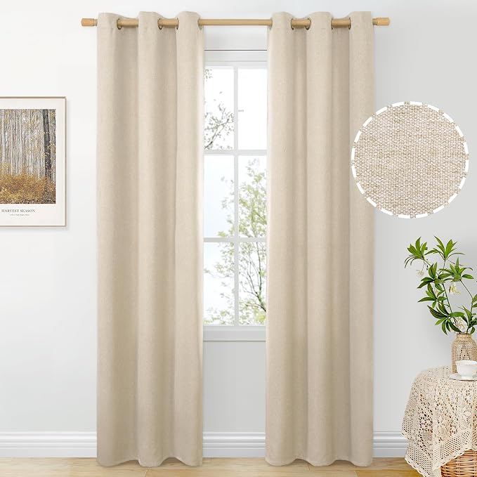 BGment Oatmeal Linen Curtains for Living Room 84 Inch Length 2 Panels, Privacy by BGment