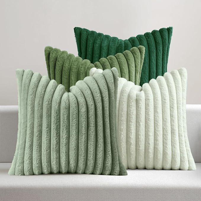 MIULEE Faux Fur Plush Decorative Throw Pillow Covers 18x18 Set of 4, Spring by MIULEE