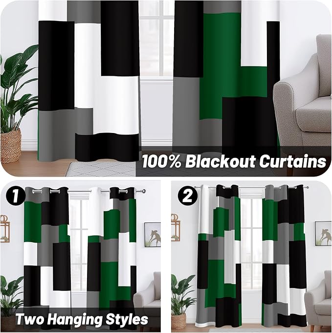 Tyrot Green 100% Blackout Curtains - Image 2