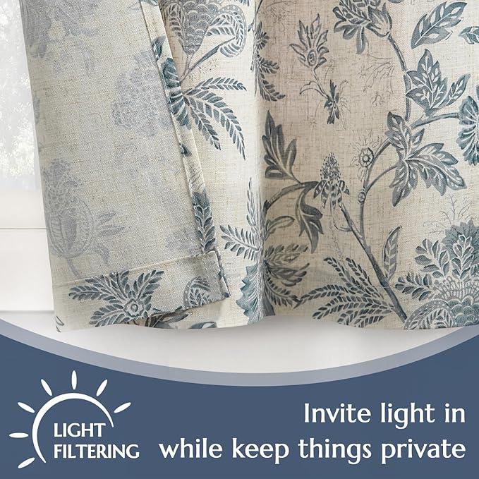 jinchan Linen Floral Tie up Shade Valance Curtains - Image 4