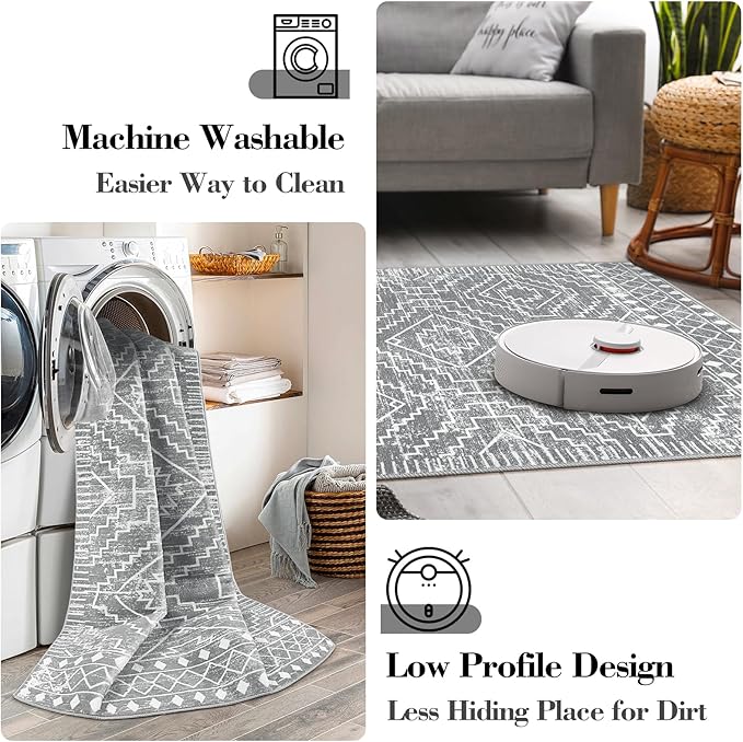 Wonnitar Washable Rug Runner for Kitchen, Boho Non-Shedding Low Pile Floor - Image 3
