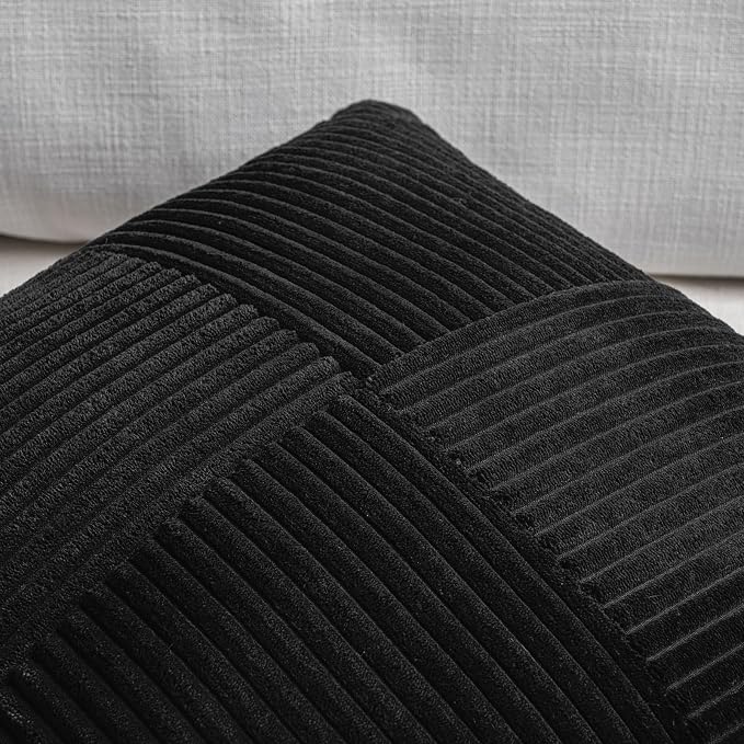 Fancy Homi 2 Packs Black Euro Decorative Throw Pillow Covers 26x26 Inch - Image 3